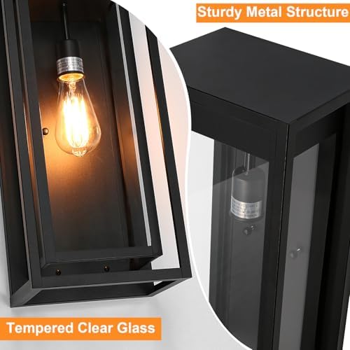 19 Inch Outdoor Wall Light Fixtures, 2 Pack Porch Lights- Black - Image 5
