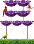 Handmade Metal Flower Garden Stake Bird Bath Bee Watering Station Feeder Pollinator Outdoor Decorative Bowl Butterfly Wildflower Rustic Yard Art Support for Outdoor Yard Decor(Purple) by Unknown