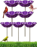 Handmade Metal Flower Garden Stake Bird Bath Bee Watering Station Feeder Pollinator Outdoor Decorative Bowl Butterfly Wildflower Rustic Yard Art Support for Outdoor Yard Decor(Purple) by Unknown