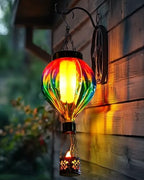 Hot Air Balloon Solar Lantern with Flickering Flame, One-Piece Glass Hanging Solar Light, Waterproof Outdoor Garden Patio Porch Yard Decor, Gift for Women Mom Grandma by qeemtaco
