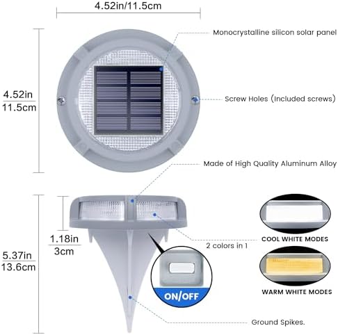 SIEDiNLAR Solar Deck Lights Outdoor 2-Mode 16 LED 16 Pack White/Warm Light - Image 3