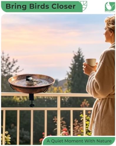 Deck Mounted Bird Bath with Adjustable Clamp, Removable Metal Bowl - Image 4