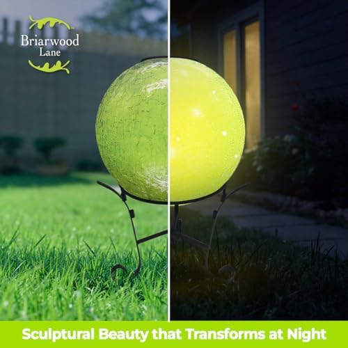 Briarwood Lane Everyday Gazing Ball 10x10 Green Cracked Solar LED Gazing Ball - Image 5
