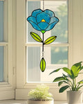 Stained Glass Window Hangings, Handcrafted Garden Suncatchers for Window and Home Decor, Unique Artisan Glass Ornaments for Indoor and Outdoor Use, Blue by Langodeco