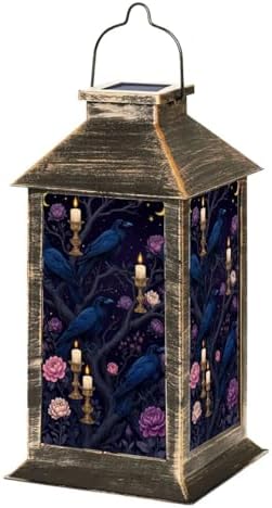 Solar Lantern Outdoor Garden Hanging Lantern Raven Floral Candles Starry Night Waterproof Solar Powered Lighting Outside Table Lamp for Patio Deck Yard Camping by Unknown