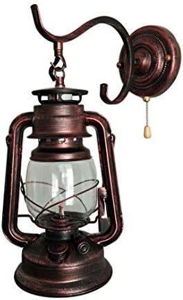 Retro Pull Chain Wall Lamp Lantern Kerosene Wall Sconces,Metal Transparent Glass Lampshade - Image 7