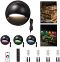 Low Voltage RGBCW Smart Deck Lights, 12V Bluetooth Mesh Black Outdoor Landscape Lighting with App & Remote Control, Replaceable G4 Bulb, IP65 Waterproof Aluminum for Step Stair Fence, 4 Pack by Varmtalys