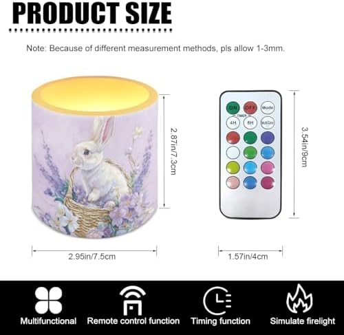 4 Pack Flameless Candles with Remote and Timers Flickering Battery Operated Candles Outdoor Flameless LED Pillar Tea Lights for Home Decor, Flower Easter Bunny Eggs - Image 3