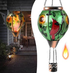 Hot Air Balloon Solar Lantern - Cardinal Bird Glass Lantern, Simulated Flickering & Dancing Flame, Outdoor Hanging Yard Light Waterproof IP65 for Patio Lawn Porch Decor Gift by Unknown