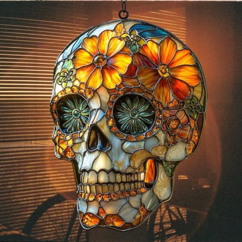 Floral Sugar Skull Acrylic Suncatcher - Image 7