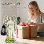 NBQQ Solar Resin Angel Statue with Lantern and Succulent LED Lights - Image 2