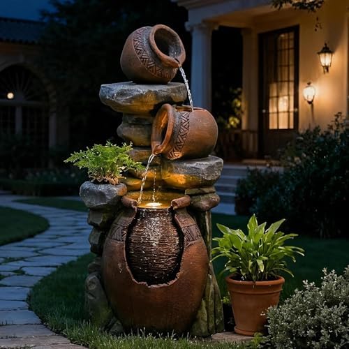 Bumilgar Garden Water Fountain, 38.4-Inch 3-Tier Terracotta Jar Features by Bumilgar