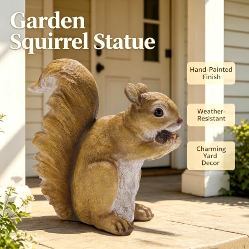 Squirrel Garden Statue Hand-Painted Indoor Outdoor Figurines Yard Art Decor - Image 3