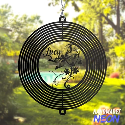 Personalized Wind Spinner Music Rose Custom Name Flower Metal Sublimation Ornament Twirler Laser 3D Art Patio Porch Lawn Indoor Outdoor Garden Yard Decor Housewarming Presents (Dragonfly) - Image 4