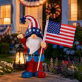 Nacome Solar Patriotic Gnomes Statues with Flag for Garden Decor by Nacome