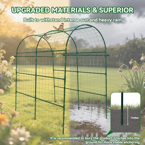 Garden Arch Trellis for Climbing Plants Outdoor - 83" H*71" W*43" L (Green) - Image 5