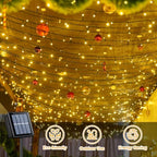 QITONG 2 Pack Warm White Solar String Lights, Each 66ft 200 LED Solar Fairy Lights Outdoor Waterproof, 8 Modes Green Wire Solar Twinkle Tree Lights for Outside - Image 6