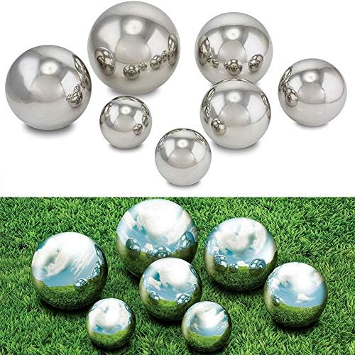 14 inch Gazing Ball,Silver Stainless Steel Garden Sphere Mirror Globe Ball,Polished Reflective Smooth Hollow Ball,Durable Shiny Decorations for Garden Patio Yard Home - Image 3