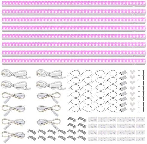 Barrina T5 Grow Lights for Indoor Growth, 4FT Plant Lights, Pink, 8 Packs by Barrina