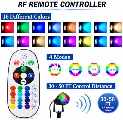 Halloween Spotlight Outdoor 15W with Remote Control 110V COB LED Spot Lights Outdoor RGB Color Changing Landscape Lights for Yard Tree Path Garden Decor(2 Pack) - Image 2