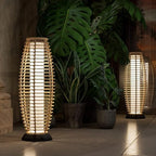 Solar Yard Outdoor Floor Lamp Patio Lights Solar Powered Lantern Weather-Resistant Wicker Deck Lights, Lamp Large for Garden (Austin Natural Brown) - Image 3
