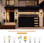 OKELI 2-Pack Dusk to Dawn Exterior Lighting Fixture, Farmhouse Outdoor Wall Lights with Ripple Glass, Aluminum Porch Light Wall Mount, Anti-Rust Outside Wall Sconce for House, Garage(Brown) - Image 2