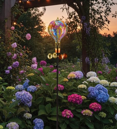 Regal Art & Gift Swirl Balloon Solar Spinner Stake, Metal Kinetic Outdoor - Image 5