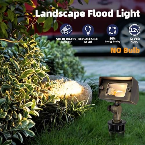 COLOER Cast Brass 12V Low Voltage Flood Light Outdoor Without Bulb(1 Pack) - Image 2