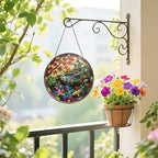 Stained Glass Window Hanging Japanese Koi Pond Maple Leaves Garden Lantern Sun Catchers Tranquil Zen Water Fountain Japanese Style Suncatchers for Home Porch Garden Indoor & Outdoor Decor (9.8x9.8 IN) - Image 4