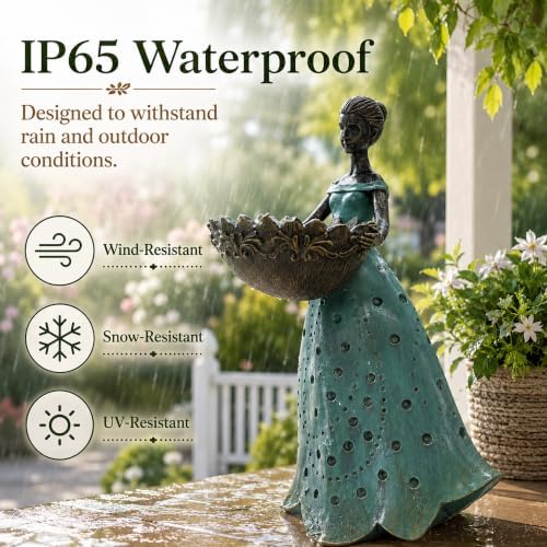 Nacome Solar Fairy Garden Decor: 11Inch Resin Outdoor Statues(Green) - Image 6