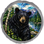 Magnolia Garden 10-Inch Black Bear Stepping Stone - Faux Stained Glass Cabin Lodge Garden Stone, Weather-Resistant Resin Pathway Accent, Mountain Lake Wilderness Outdoor Yard Decor & Walkway Plaque by DicksonsGifts
