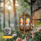 Solar Lantern Outdoor Waterproof Majestic White Horse Stained Glass Sunset Garden Decor LED Hanging Solar Lights Tabletop Lamp Gifts for Women Mom Outside Yard Patio Porch - Image 5