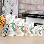 Hummingbird Floral Flickering Flameless Candles with Remote Color Changing Battery Operated Candles with Timer LED Pillar Candles for Valentines Wedding Holiday Party Home Decor Set of 4 - Image 4
