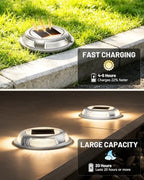 Solar Driveway Lights, 12 Pack Heavy Duty Driveway Lights Solar Powered 2 Color Mode (Cool/Warm White) IP68 Waterproof Outdoor Solar Deck Lights with Ground Stake for Pathway Garden Yard Walkway Dock - Image 4