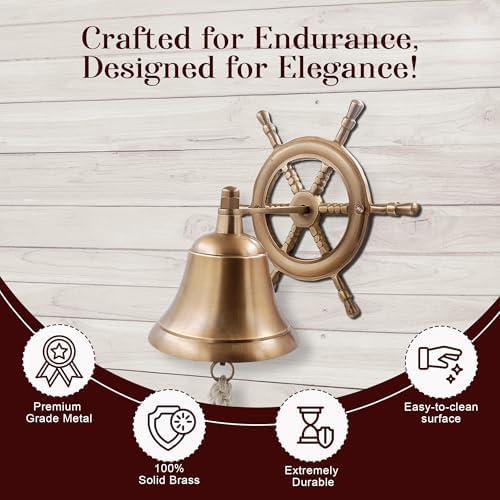 THDC Steering Wheel Wall Mounted Solid Brass Bell for Dinner, Indoor, Outdoor, School, Bar, Reception & Church - 4 Inch - Image 5