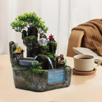 Tabletop Fountain, Waterfall Fountain with Led Light, Zen Indoor Desktop Ornament, Resin Rockery Waterfall for Indoor Outdoor Home Office Decor - Image 3