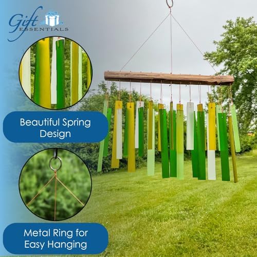 Spring Colors Glass Driftwood Wind Chime, Green Garden Decor, 11 Inch - Image 4