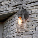 LNC Outdoor Wall Light Fixtures, Exterior Wall Mount with Clear Glass Shade, Outdoor Wall Sconce in Matte Antique Silver Finish, E26 Socket - Image 3