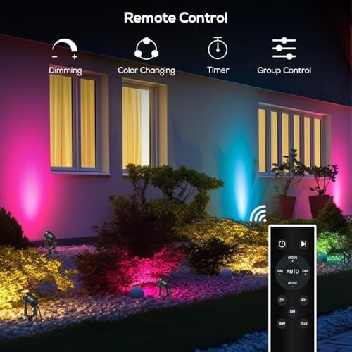 SUNTHIN Outdoor Landscape Lighting with Remote, RGBW Color Changing Spot Uplights, 8 Pack - Image 5