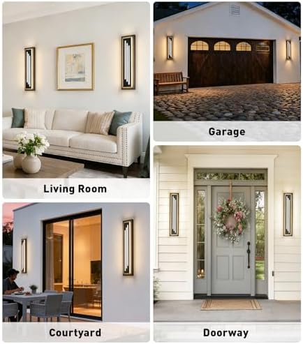 23.6'' LED Outdoor Wall Lights Modern Black Indoor Wall Sconce Lighting - Image 7