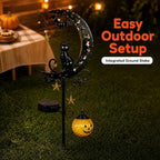 Halloween Solar Garden Stake Light Crescent Moon Black Cat - Image 4