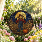 Night Scarecrow Crows Stained Glass Suncatcher 9.8" Colorful Window Hanging Ornament, Retro Sun Catcher Decor with Chain for Home Wall Garden Birthday Christmas Mothers Day - Image 2