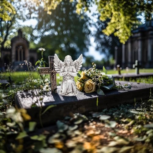 Praying Angel Garden Statue – Outdoor Kneeling Angel Figurine for Yard, Patio, Memorial Decor, Resin Sculpture, Housewarming Ornament Present - Image 4