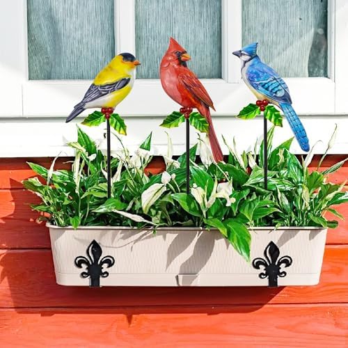 3 Pack Metal Bird Garden Stakes 20in Rustproof Yard Art Outdoor Decor - Image 6
