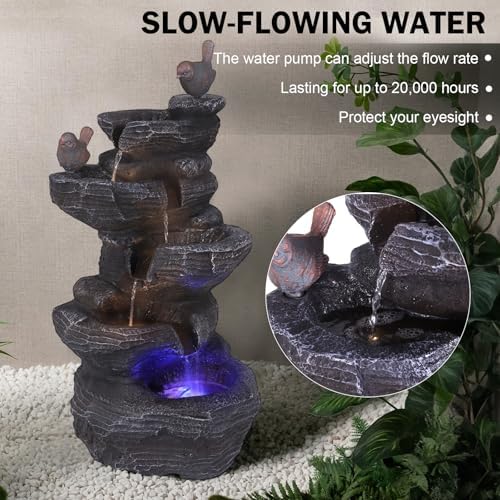Resin Stone Imitation Waterfall with LED Lights Tabletop Water Fountain Desktop Waterfall Fountain Relax Decor for Home Office - Image 4