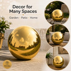 Gazing Ball Garden Mirror Outdoor - 12 Inch Outside Decorative Globe, Gold - Image 7