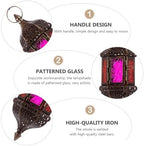 Decorative Hanging Candle Holder Lantern with Glass and Iron - Image 3