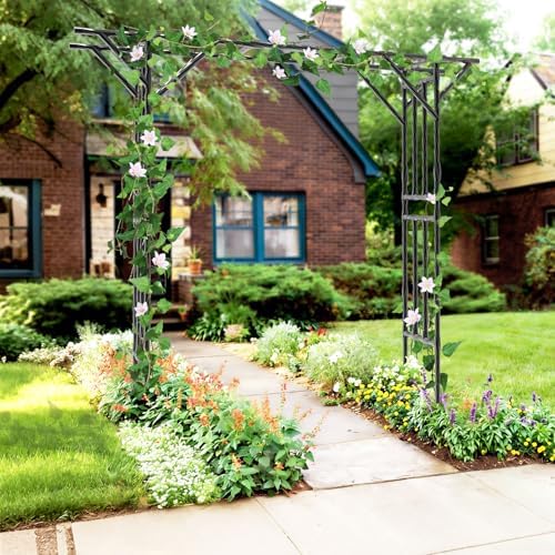 Garden Arch Trellis 106.3"L*106.3"H Sturdy & Rustproof Large Flat Top Arbor - Image 6