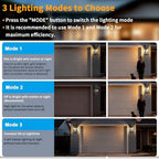 Solar Wall Lights Outdoor with 3 Lighting Modes & Motion Sensor, Outdoor Solar Dusk to Dawn Porch Lights, Waterproof Solar Wall Lantern Lights Fixture for Garage Shed Yard Garden Front Door, 2 Pack - Image 3