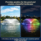 RELIY Pond Fountain Aerator, 50W RGBW Fountain Light 1HP 110V 15000 GPH Fountain Pump, Fully Automatic Powerful Lake Floating Fountain, 100 FT Power Cord, Pond Fountains For Large Ponds - Image 4